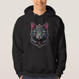 Nyfikna Kattunge i en cyberhjälm Hoodie