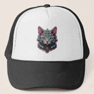 Nyfikna Kattunge i en cyberhjälm Keps