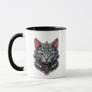 Nyfikna Kattunge i en cyberhjälm Mugg