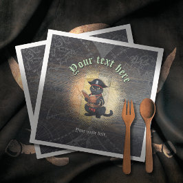 Nyfikna pirat-kattdecifer från gamla mystiker pappersservett