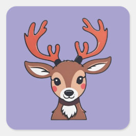 Nyfikna renar med Antlers Fyrkantigt Klistermärke