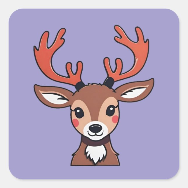 Nyfikna renar med Antlers Fyrkantigt Klistermärke (Framsida)