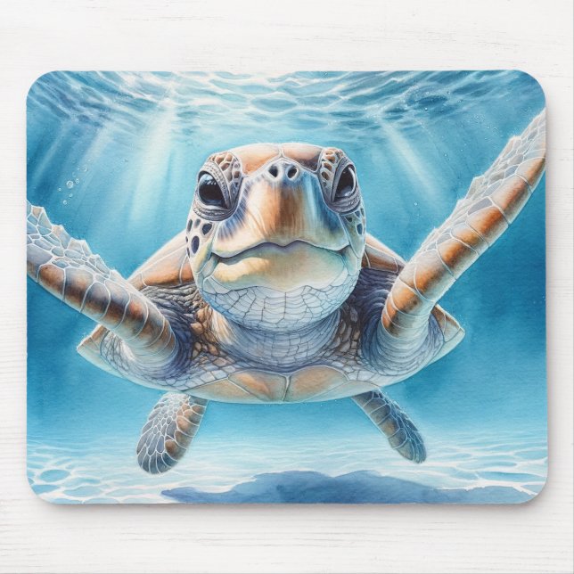 Nyfikna Sea Turtle Mousepad Musmatta (Framsidan)