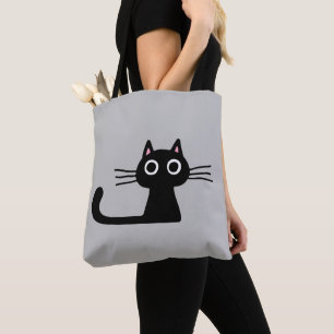 Nyfikna Svarta Kattunge Kitten Roligt Mode Tygkasse