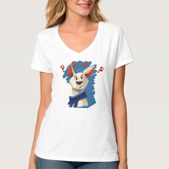 Nyfikna Tecknad hund på blått - Spelande sällskaps T Shirt (Framsida)
