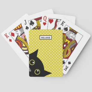 Nyfiknare Black Cat Gult Polka Dot-Personlig Casinokort