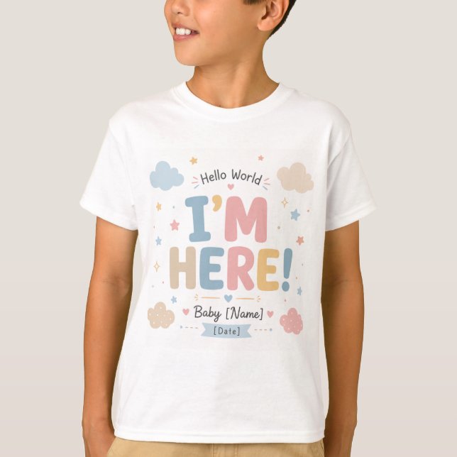 Nyfödd Annonseringsdesign T Shirt (Framsida)
