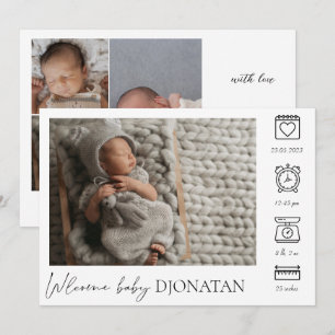 Nyfödd Baby Birth Announcement Photo Collage Meddelande