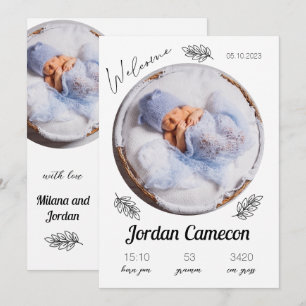 Nyfödd Baby Birth Announcement Photo Collage Meddelande