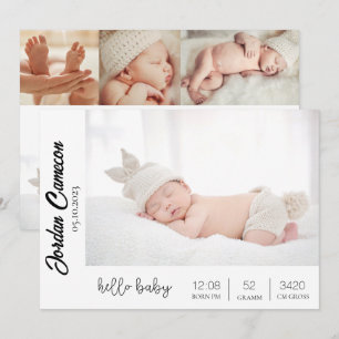 Nyfödd Baby Birth Announcement Photo Collage Meddelande