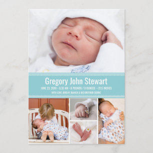Nyfödd Baby Birth Announcement Photo Collage Meddelande