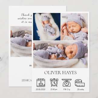 Nyfödd Baby Birth Announcement Photo Collage Meddelande