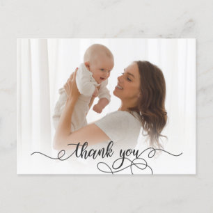 Nyfödd Baby Fotomodern Calligraphy Tack Vykort