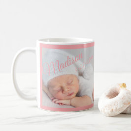 Nyfödd Baby Fototypografi Rosa Kaffemugg