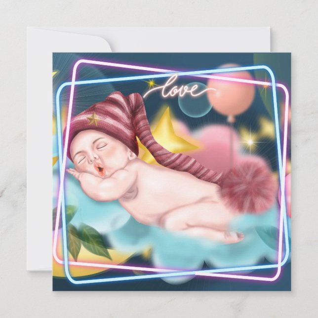 Nyfödd Baby Inbjudningar (Framsida)