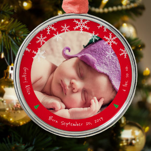 Nyfödd Baby Photo First jul Keepsaké Julgransprydnad Metall