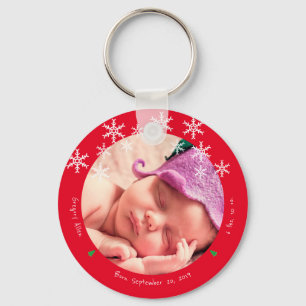 Nyfödd Baby Photo First jul Keepsaké Nyckelring