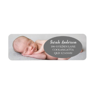 Nyfödd Baby Photo Returadress Etikett