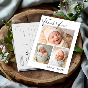 Nyfödd Baby Pojke Foto Tackkort Vykort