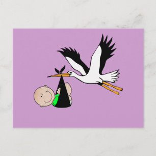 Nyfödd Baby & Stork Vykort
