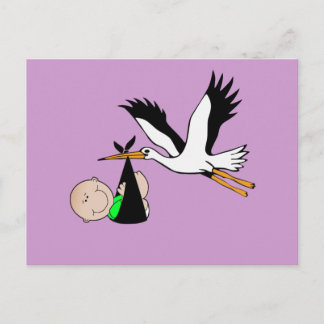 Nyfödd Baby & Stork Vykort