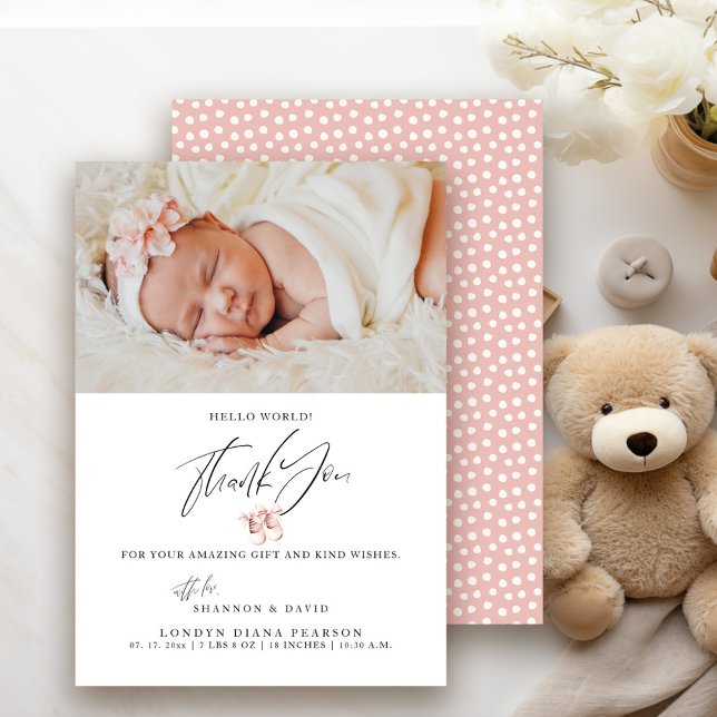 Nyfödd Baby Tack Foto Födelse Tillkännagivande Kort (Skapare uppladdad)