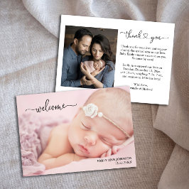 Nyfödd Baby Välkommen med Foto Födelseannons Julkort