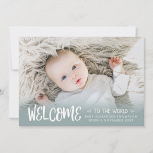 Nyfödd Baby Välkommen till World Blue Photo Birth Meddelande