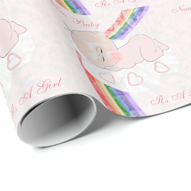 Nyfödd Babyflicka Presentpapper (Rullad Hörn)