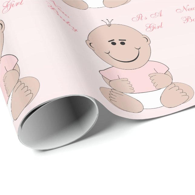 Nyfödd babyflicka presentpapper (Rullad Hörn)