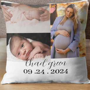 Nyfödd babypojke vit foto minnessaker blivande mam kudde