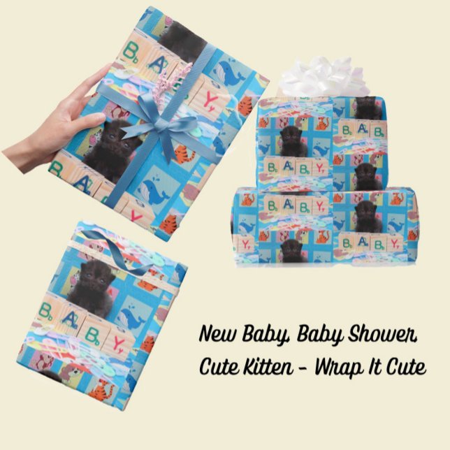 Nyfödd bebis, babyskor, Kitten Presentpapper (baby kitten wrapping paper)