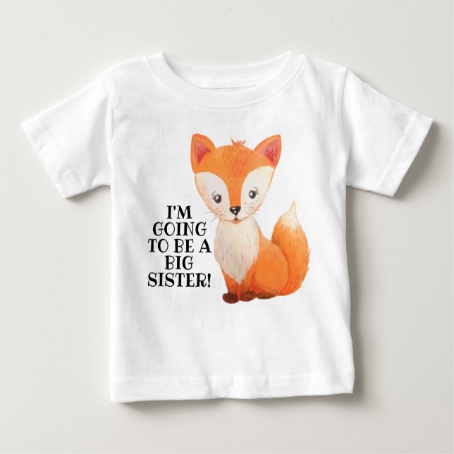 Nyfödd bebis Big Sister Little Fox Småbarn Tshirt T Shirt (Framsida)