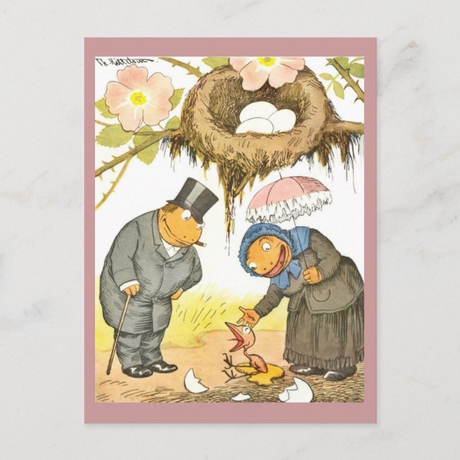 Nyfödd bebis Bird Meddelande Vykort (Framsida)