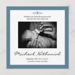 Nyfödd bebis Birth Announcement Boy Blue Meddelande