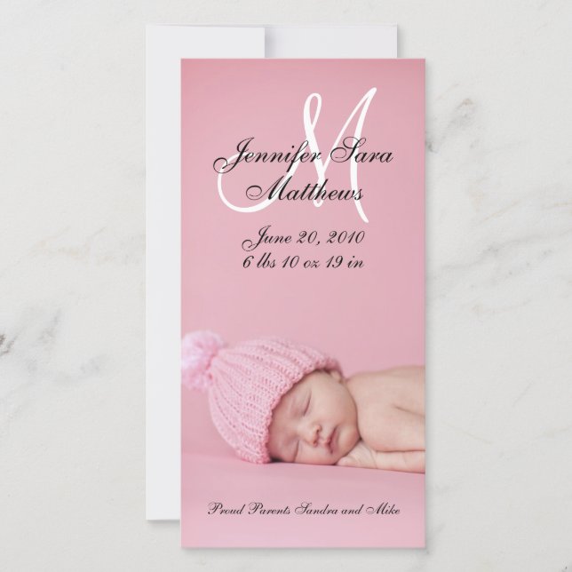 Nyfödd bebis Birth Birth Announcement Photo Cards Meddelande (Framsida)