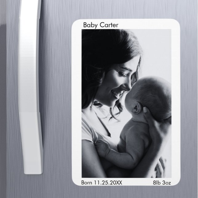 Nyfödd bebis Birth Notification - Fridge Magnet (Birth Announcement New Baby)