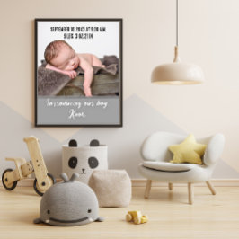 Nyfödd bebis Birth Photo Notice Poster