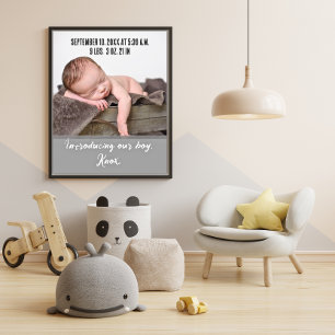 Nyfödd bebis Birth Photo Notice Poster