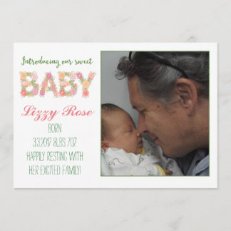 Nyfödd bebis Blommigt-meddelande Meddelande