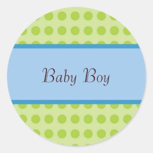 Nyfödd bebis Boy Announcement Sticker Runt Klistermärke