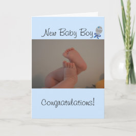 Nyfödd bebis Boy Baby Feet Blue Rattle Kort