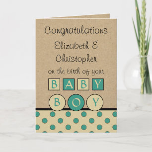 Nyfödd bebis Boy big kärlek rustic beige grönt Kort