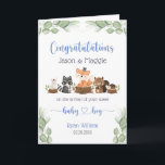 Nyfödd bebis Boy Blue Personlig Grattisar Kort<br><div class="desc">Nya föräldrar kommer att ta emot detta personlig-kort till kärlek för att fira deras söta pojke.</div>