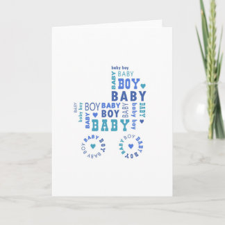Nyfödd bebis Boy Card - Pram Typografi Meddelande