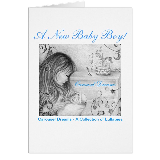 Nyfödd bebis Boy Carousel Dreams Greeting Card Hälsningskort (Framsidan)