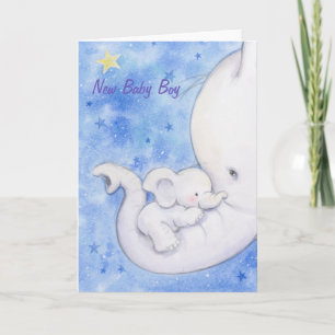 nyfödd bebis Boy, Cute Elephant Mor som äger Baby. Kort
