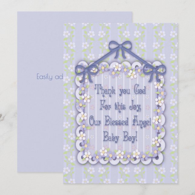 Nyfödd bebis Boy Frilly annons Card (Fram/baksida)