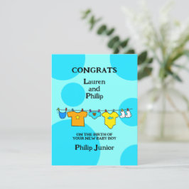 Nyfödd bebis Boy Grattiss Anpassade Card