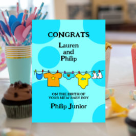 Nyfödd bebis Boy Grattiss Anpassade Card Inbjudningar